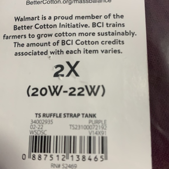 Terra & Sky ruffle strap tank color purple size 2x - Picture 6 of 6